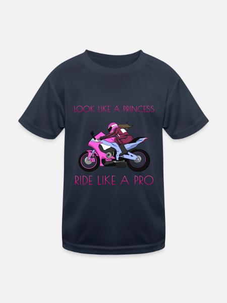 Look Like A Princess Ride Like A Pro Motorcycle - Kids Functional T-Shirt - navy - Front