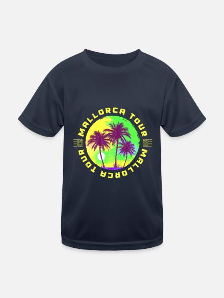 Mallorca Tour Palmen Urlaub - Kinder Funktions-T-Shirt - Navy - Vorne