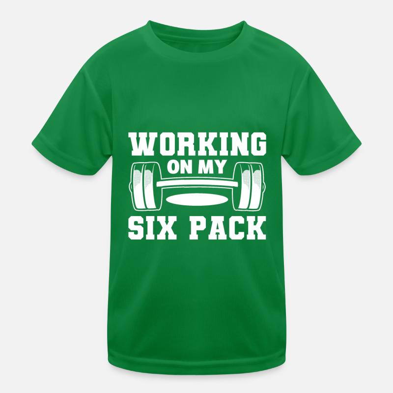 Working On My Six Pack Bodybuilder Kinder Funktions-T-Shirt