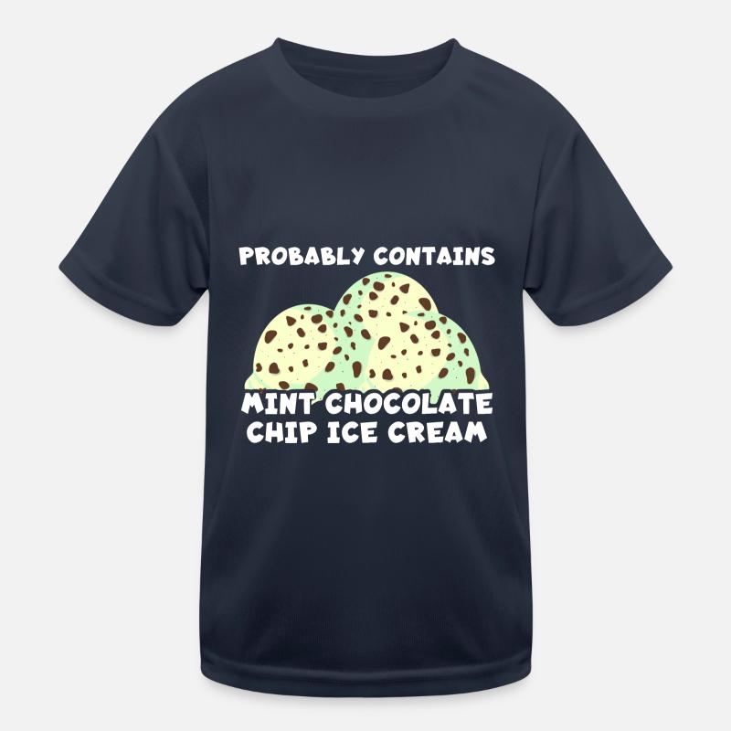 Enthält wahrscheinlich Mint Chocolate Chip Eiscrem Kinder Funktions-T-Shirt