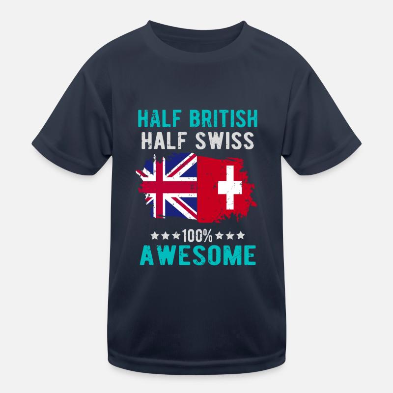 Halb Brite Halb Schweizer Kinder Funktions-T-Shirt