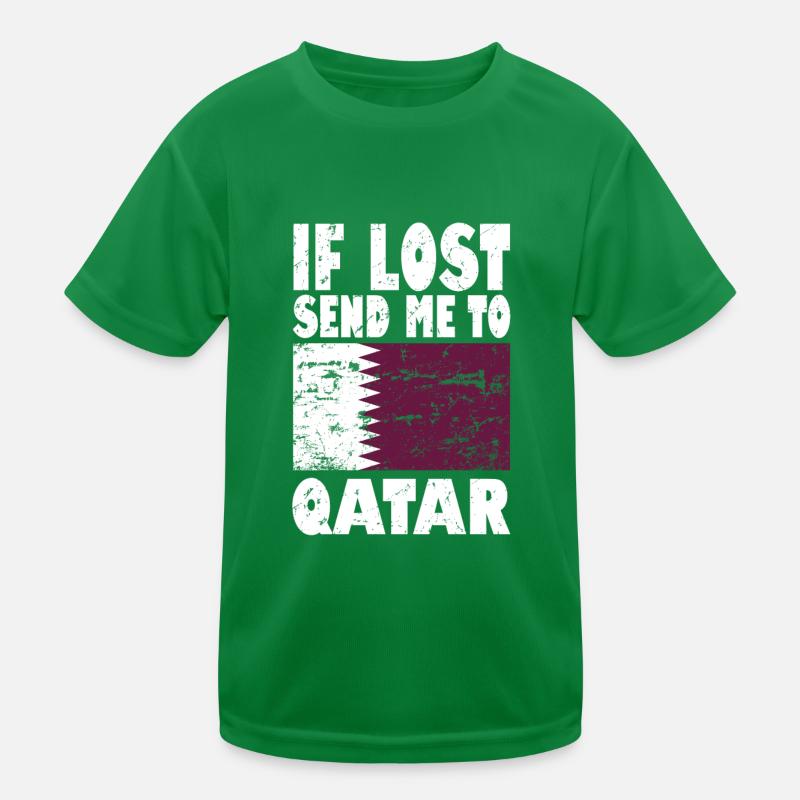 Qatar Flag Slogan Kids Functional T-Shirt