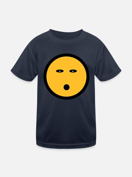 Energieloses Emoticon - Bildsymbol - Strichgesicht - Kinder Funktions-T-Shirt - Navy - Vorne