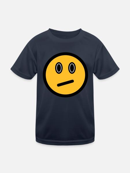 Neutrales Emoticon - Bildsymbol - Strichgesicht - Kinder Funktions-T-Shirt - Navy - Vorne