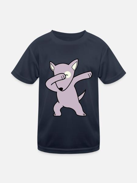 dog dabbing 02 - Kinder Funktions-T-Shirt - Navy - Vorne