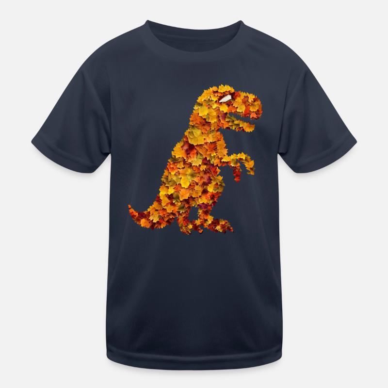 Trex Dinosaurier aus Herbstblättern Laub Kinder Funktions-T-Shirt