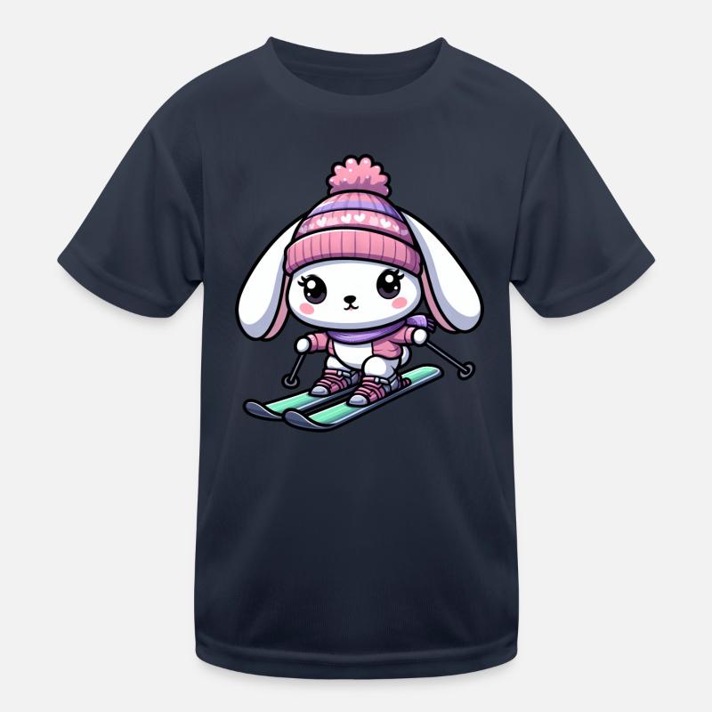 Conception de vacances d'hiver de skieur de ski de lapin de neige T-shirt sport Enfant