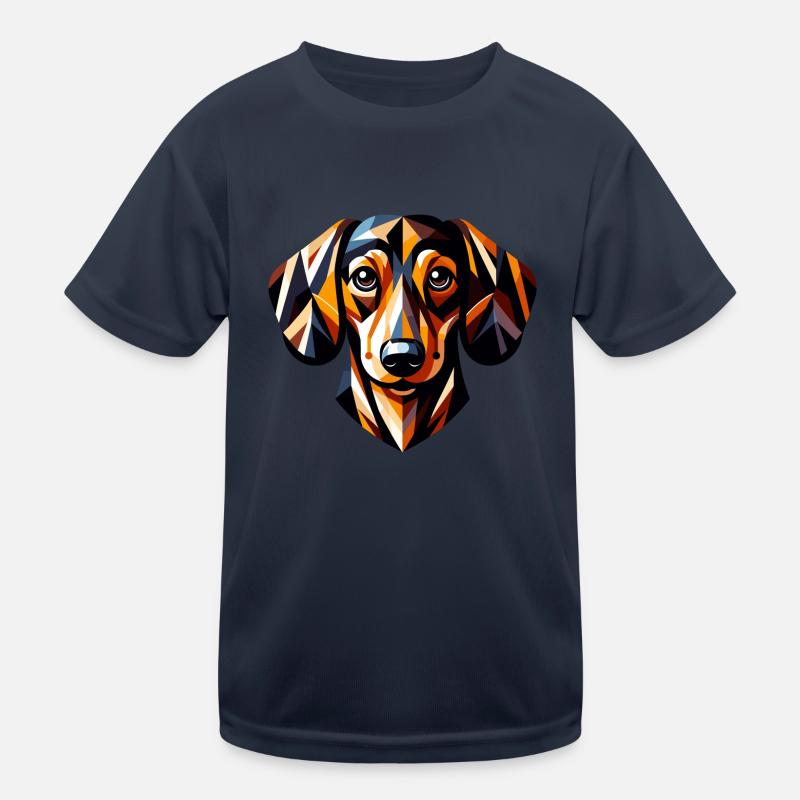 Colorful Dachshund: Geometric Low-Poly Artwork Kids Functional T-Shirt
