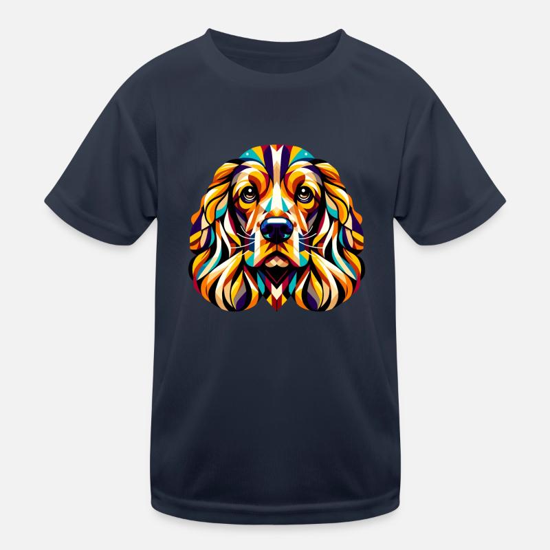 Geometric Cocker Spaniel: Symphony of Shapes Kids Functional T-Shirt