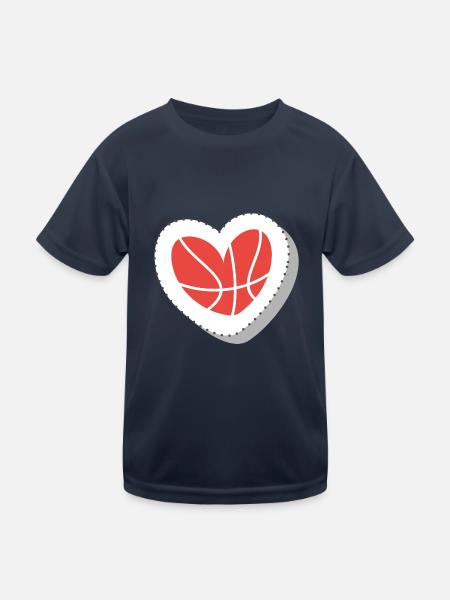 Basketball Heart - Kids Functional T-Shirt - navy - Front