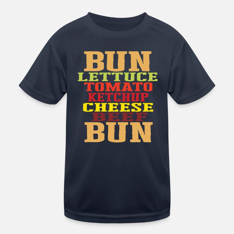 Burger Ingredients Typography Cheeseburger Construction Kids Functional T-Shirt