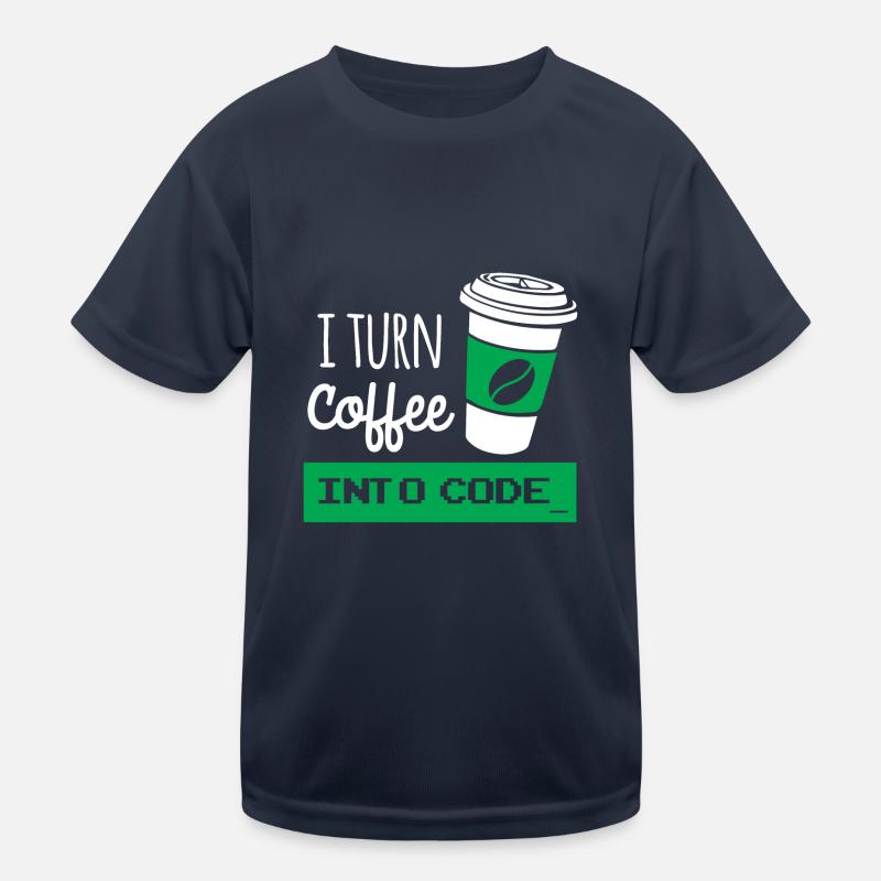 I turn coffee into developer code Kids Functional T-Shirt