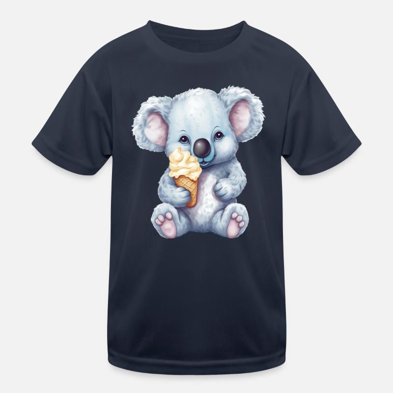 Süßer Comic Koala mit Vanille Softeis Kinder Funktions-T-Shirt