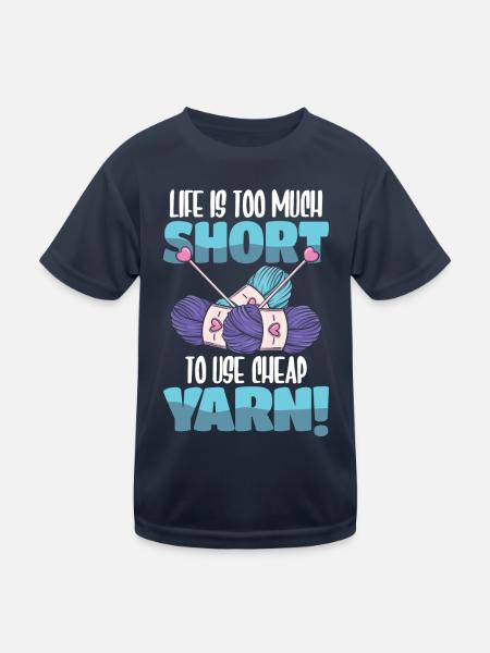 Life is too much short yarn - Kinder Funktions-T-Shirt - Navy - Vorne