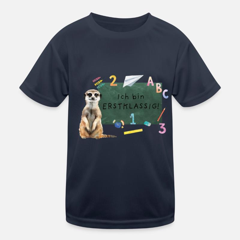 Erdmännchen Einschulung - Kinder Funktions-T-Shirt - Navy