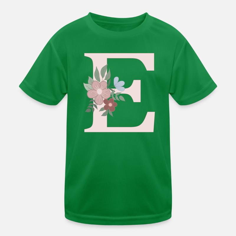 Lettre E avec fleur rose T-shirt sport Enfant