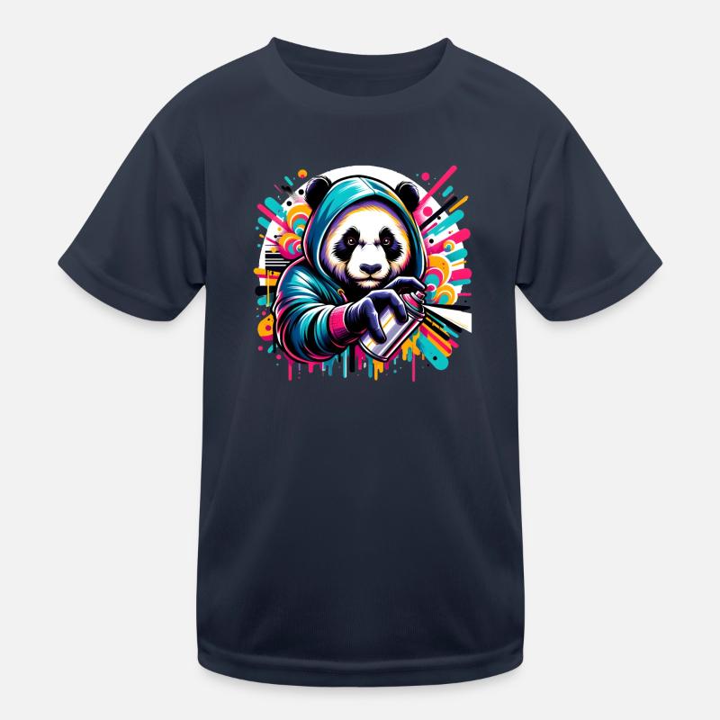 funny panda bear with graffiti and spray can Kids Functional T-Shirt