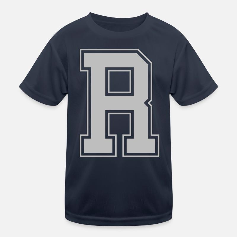 Monogramm Blue Grey College House Initial R Kinder Funktions-T-Shirt
