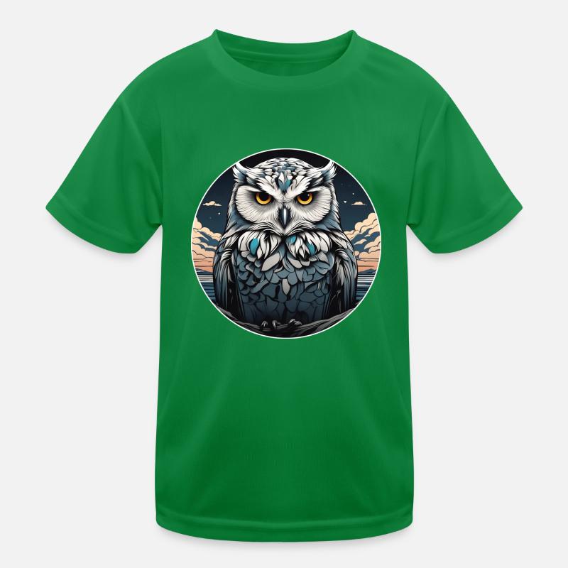 Schneeeulenportrait Schneeeule Eulengrafik Kinder Funktions-T-Shirt