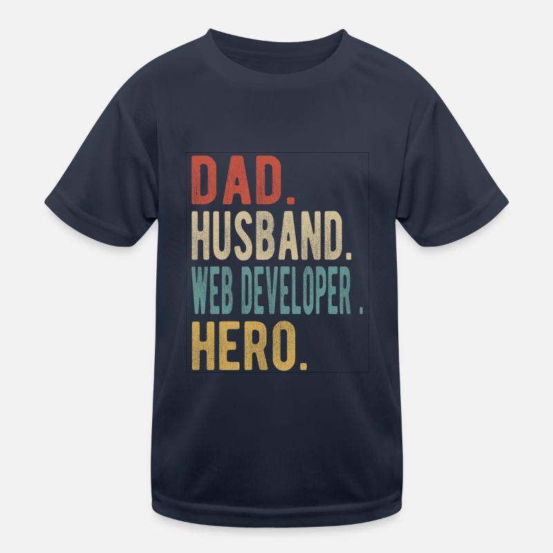Web Entwickler Papa Ehemann Held - Kinder Funktions-T-Shirt - Navy