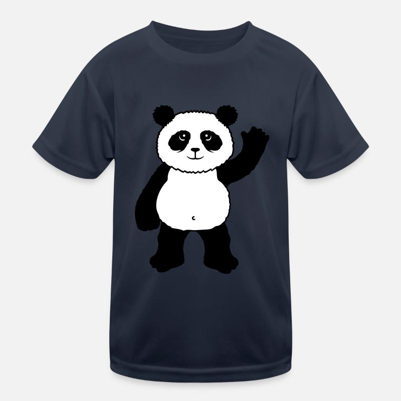 Upright standing panda bear waves friendly Kids Functional T-Shirt