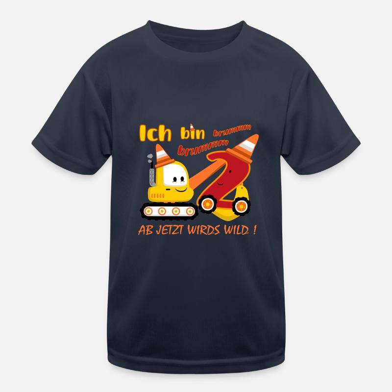 Geburtstag – Ich bin 2 – mit einem süßen Bagger Kinder Funktions-T-Shirt