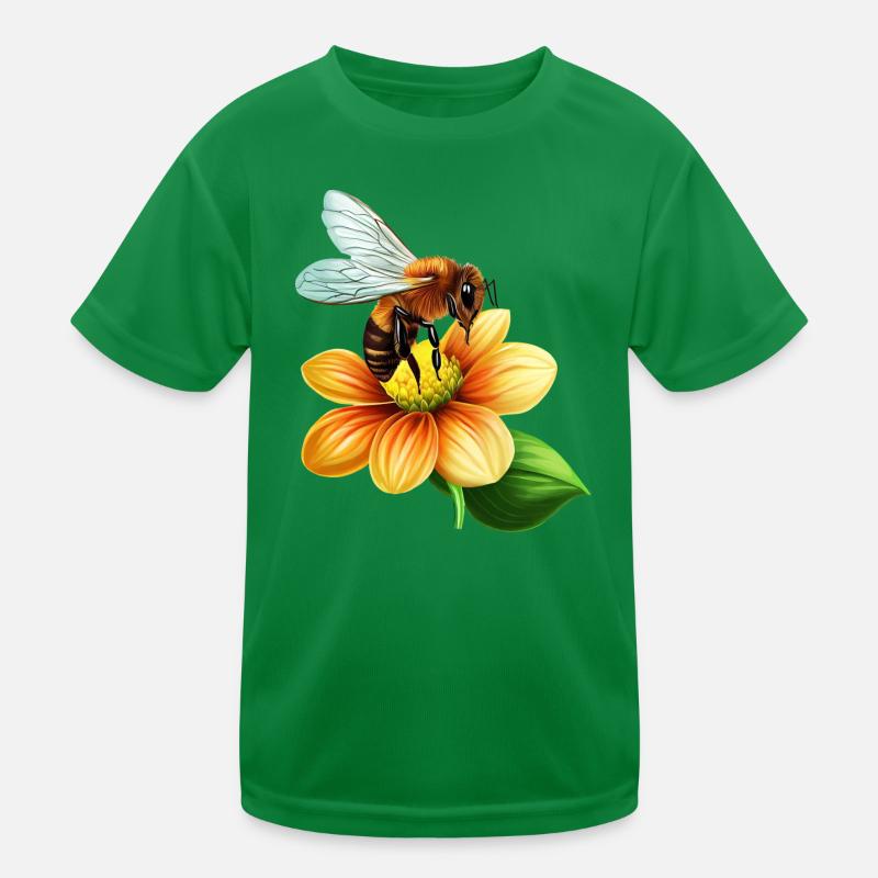 Honey bee at work: bloom pollination design Kids Functional T-Shirt
