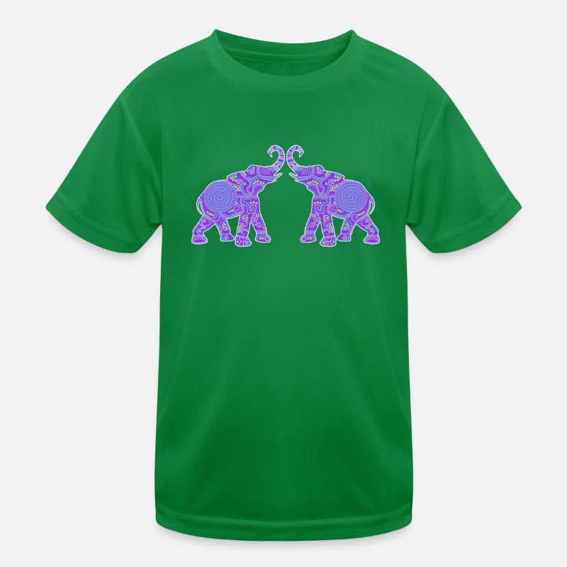 Wonderful Dot Work - Two ELEPHANTS 1 Kids Functional T-Shirt