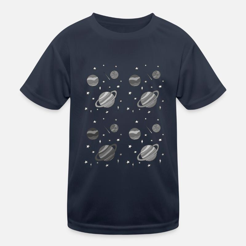 Planet pattern grayscale Kids Functional T-Shirt
