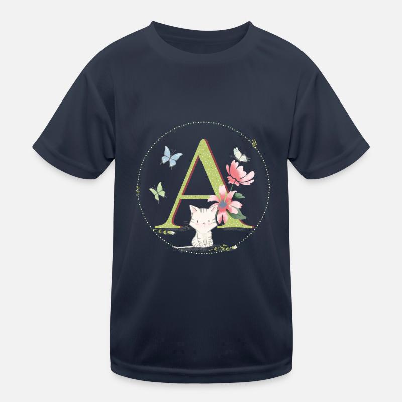 Initial letter A with cat Kids Functional T-Shirt