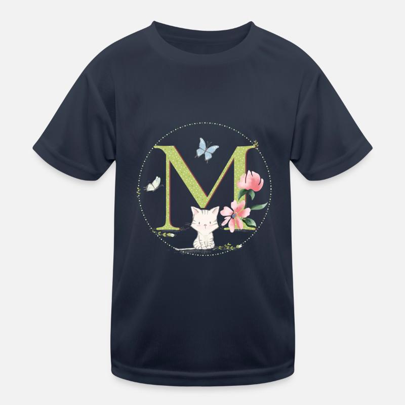 Lettre initiale M avec chat T-shirt sport Enfant