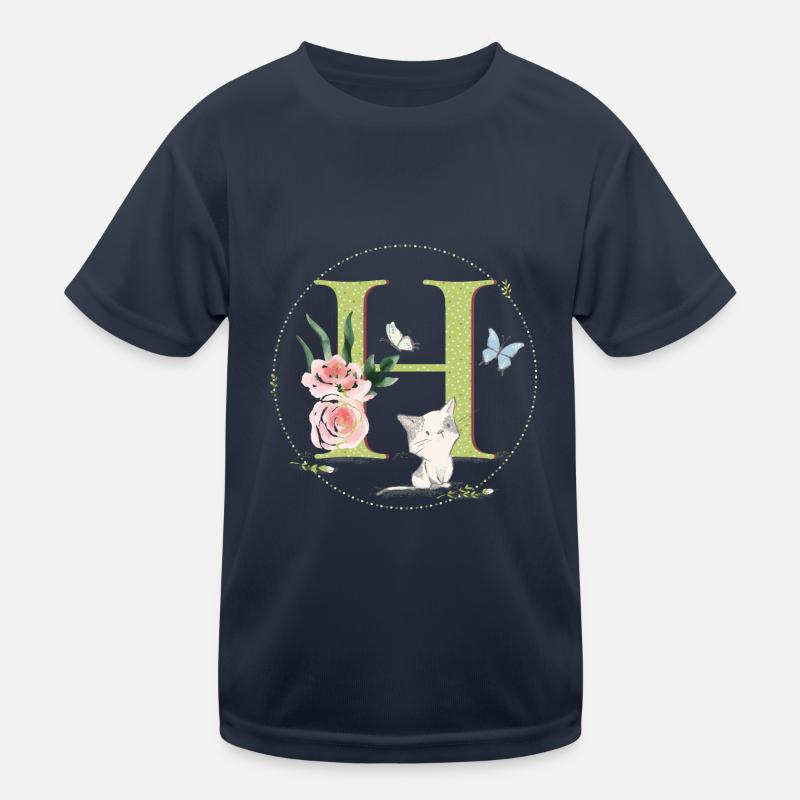 Initial letter A with cat Kids Functional T-Shirt