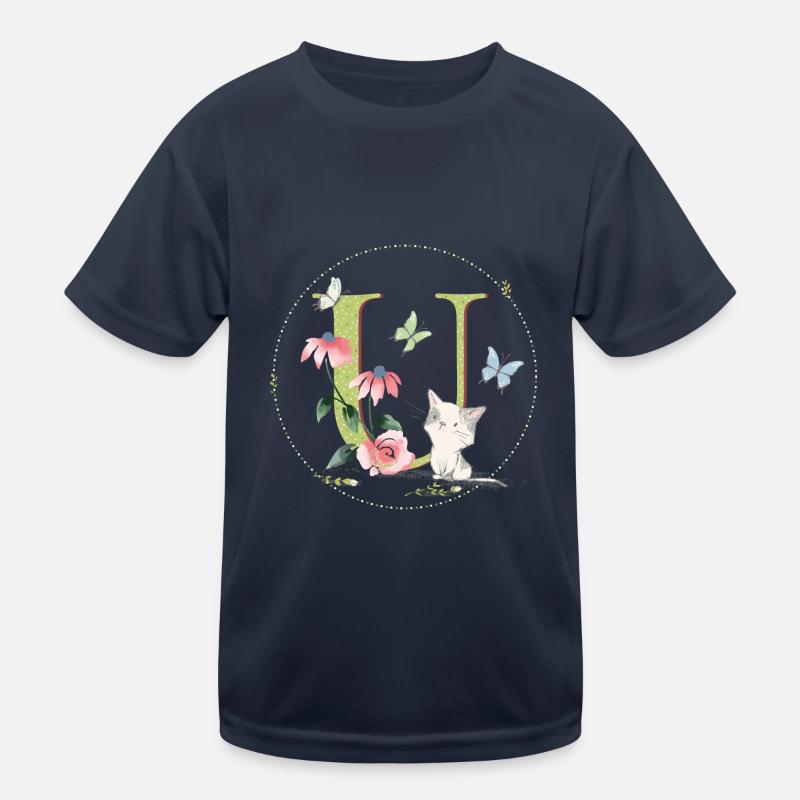 Anfangsbuchstabe U mit Katze Kinder Funktions-T-Shirt