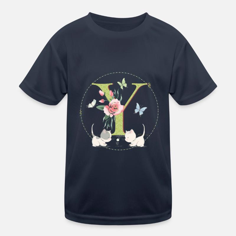 Lettre initiale Y avec chat T-shirt sport Enfant