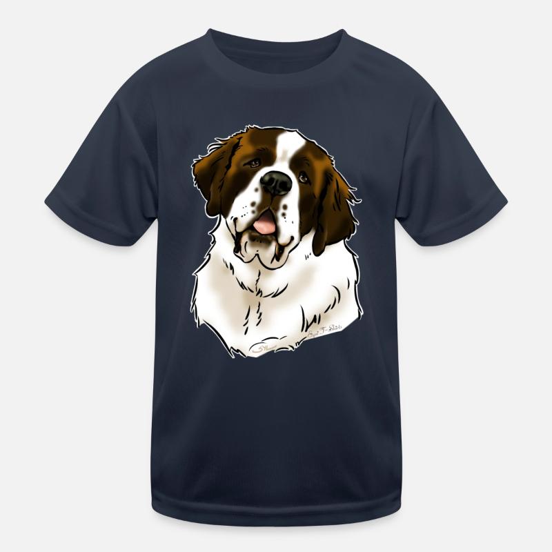 Saint Bernard dog head (dark textiles) Kids Functional T-Shirt
