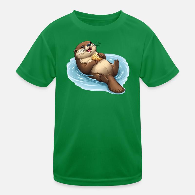 Relaxter Biber mit Muschel Kinder Funktions-T-Shirt