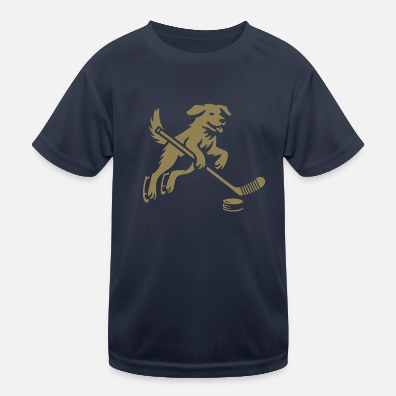 Hunde Labrador Eishockeyspieler Silhouette Kinder Funktions-T-Shirt