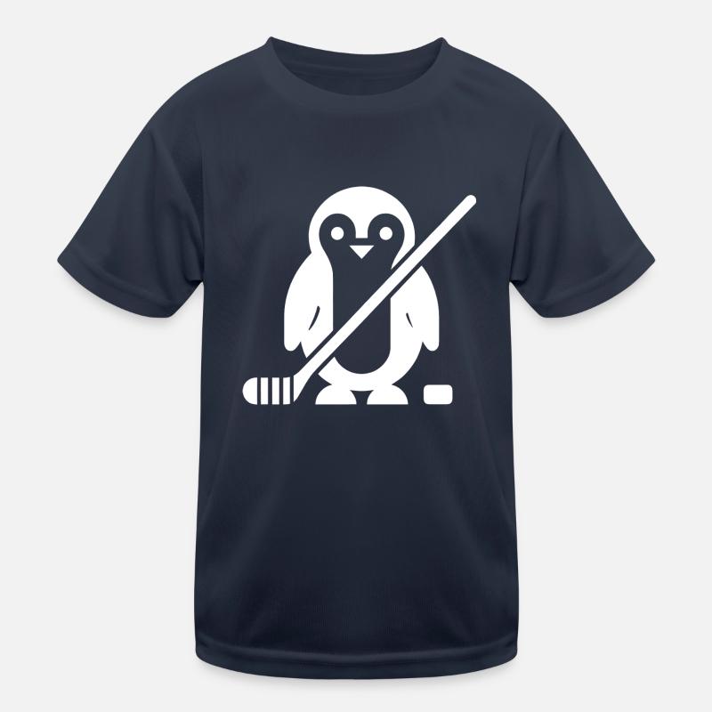 Minimalistischer Pinguin Eishockey Silhouette  Kids Functional T-Shirt