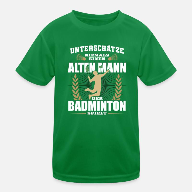 Badminton Unterschätze niemals einen alten Mann Kinder Funktions-T-Shirt