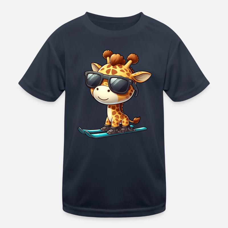 Snowboard Giraffe, Wintersport Tier Kinder Funktions-T-Shirt