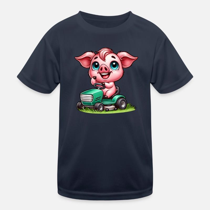 Pig and Tractor Landscaping Kids Functional T-Shirt