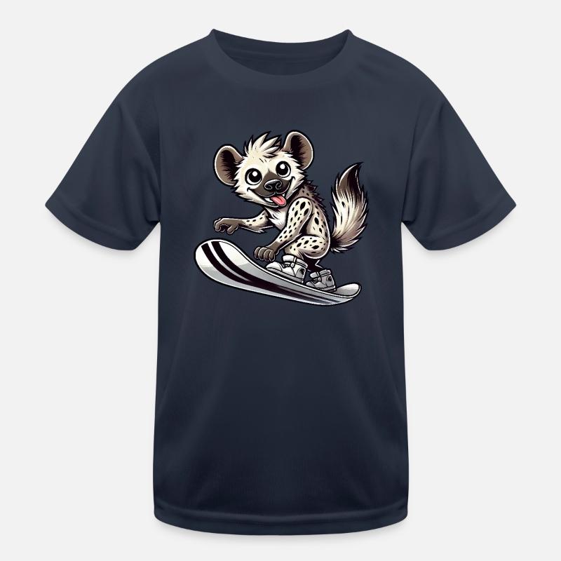 Hyäne Snowboard Comic Wintersporturlaub Kinder Funktions-T-Shirt