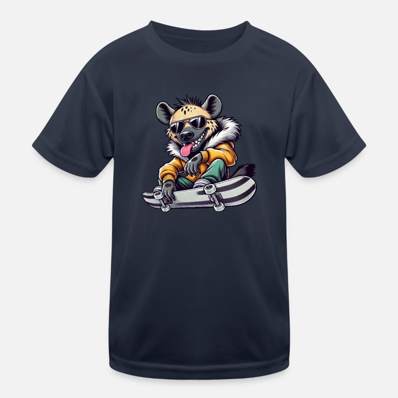Lustige Hyäne Skateboard Comic Stil Kinder Funktions-T-Shirt
