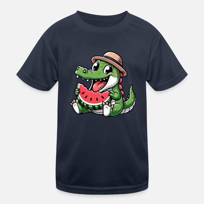 Crocodile Melon Watermelon Fruit Fruity Kids Functional T-Shirt
