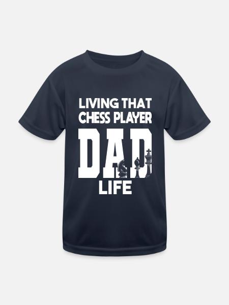 Living That Chess Player Dad Life Papa Schach - Kinder Funktions-T-Shirt - Navy - Vorne