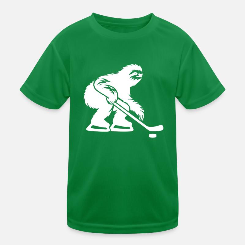 Faultier Eishockeyspieler Eishockey Silhouette Kinder Funktions-T-Shirt