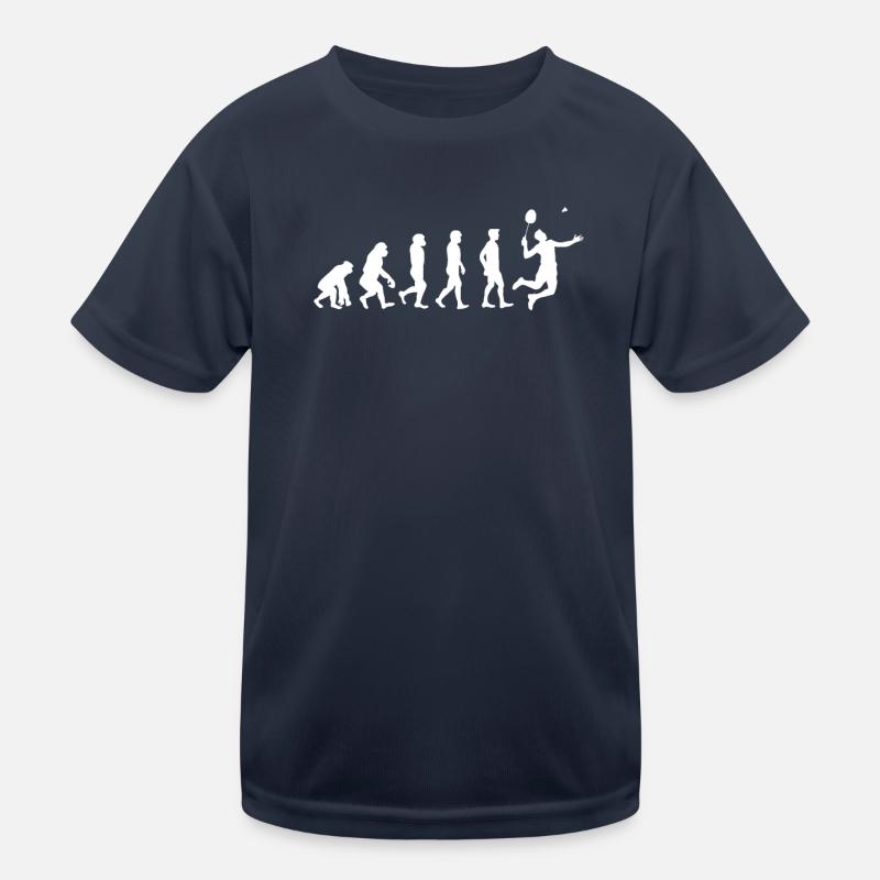 Badminton Evolution Geschenk - Kinder Funktions-T-Shirt - Navy