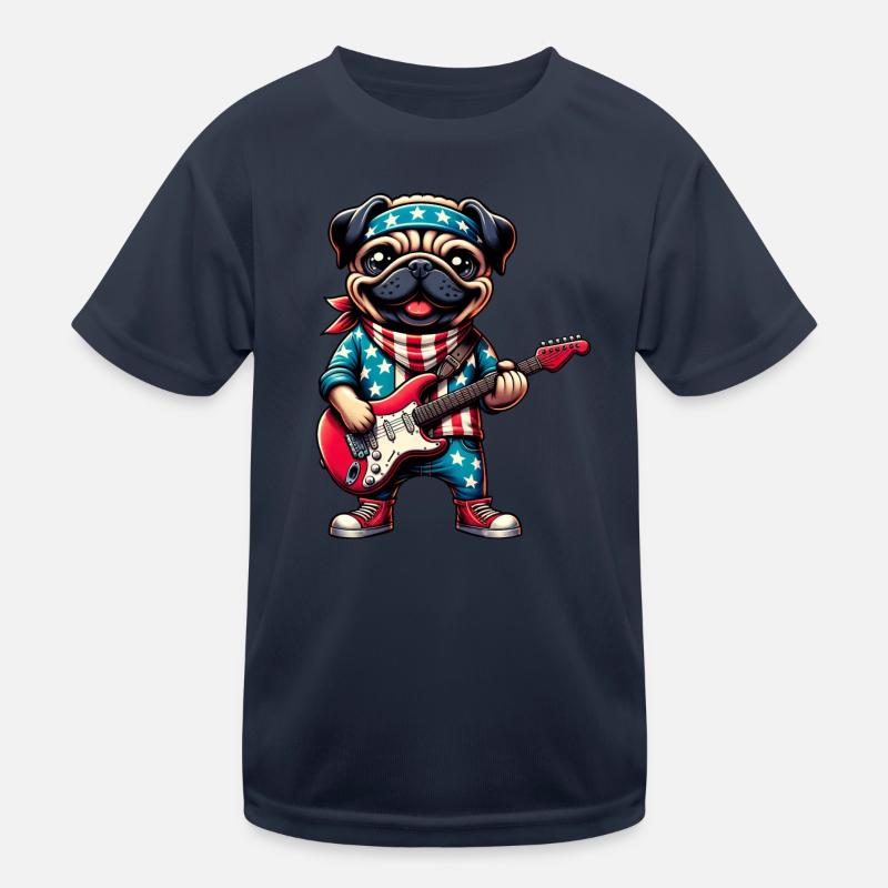 Pug Guitarist Kids Functional T-Shirt