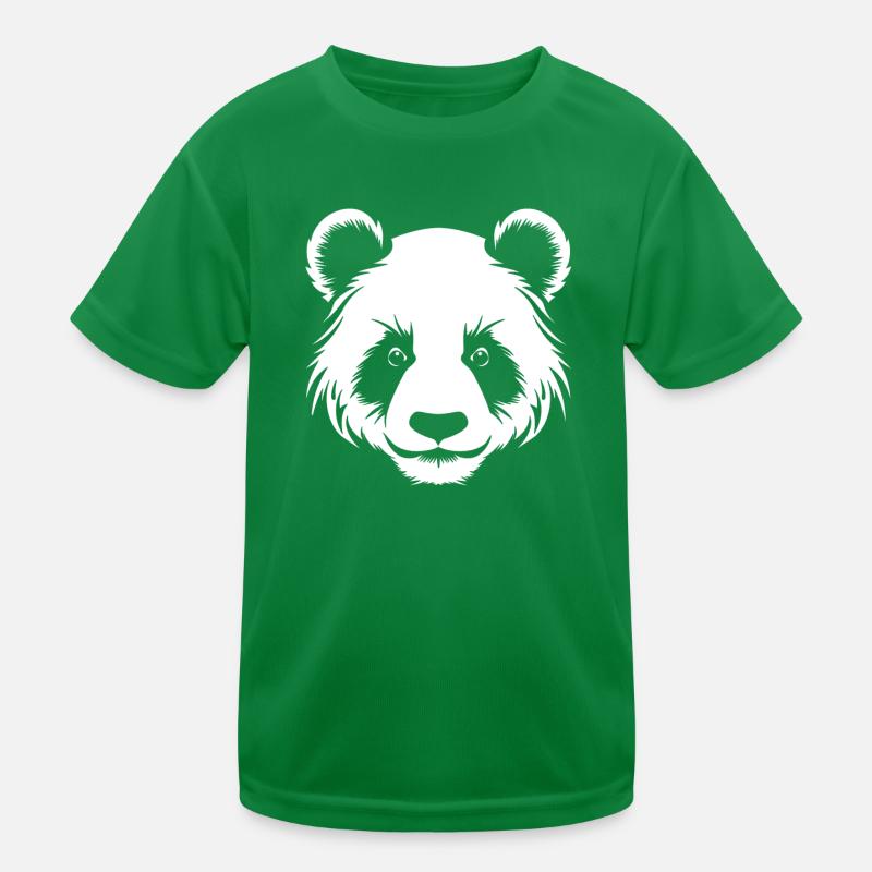 Panda Silhouette Head Portrait Kids Functional T-Shirt
