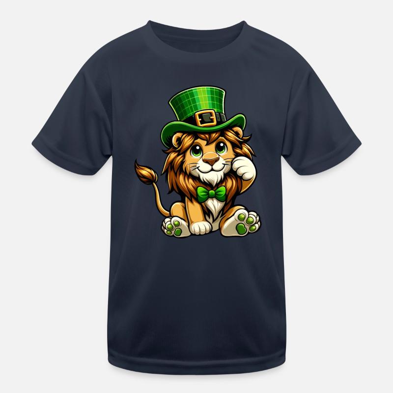 Dessin animé mignon de la Saint-Patrick de Lion T-shirt sport Enfant
